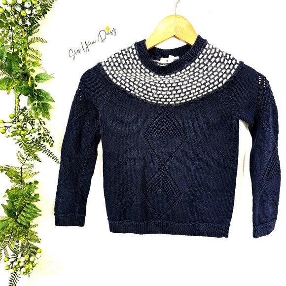 Tucker Tate Kids Cotton Knit Sweater S Navy Blue & White  Girls Sz S ~ SW103.10 - Picture 1 of 6